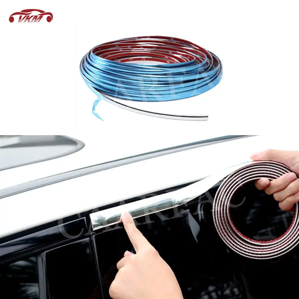 

Car Accessorise Self Adhesive Side Door Chrome Strip Moulding Decoration Bumper Protector Trim Tape Styling For Universal Car