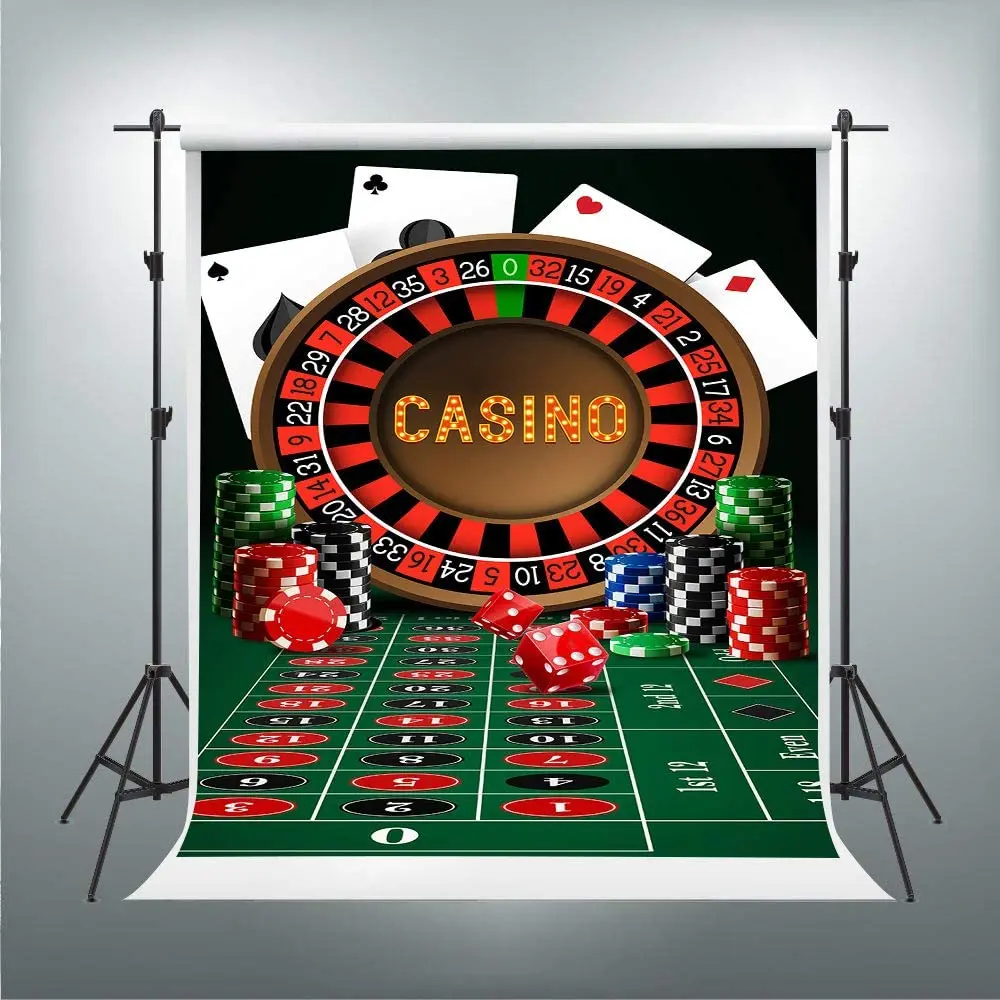 Casino Photography Backdrop Table Chip Poker Dice Roulette Background Party Decoration Banner Poster Photo Studio Props