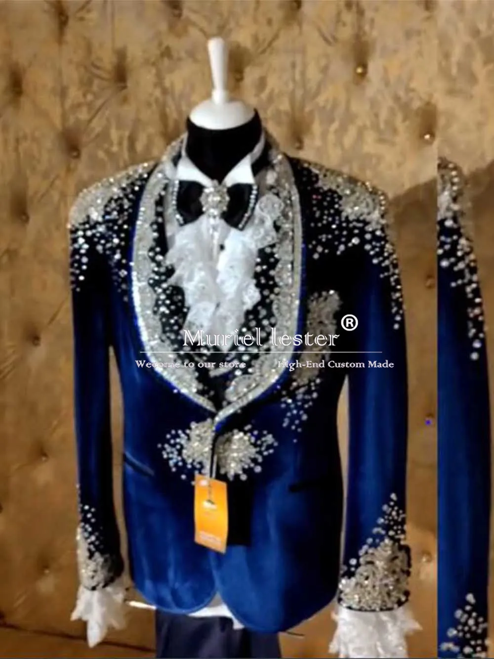 Sparkly Crystals Beaded Wedding Suits Slim Fit Shawl Lapel Men's Blazers Customized 2 Pieces Groom Tuxedos Male Fashion Clothing