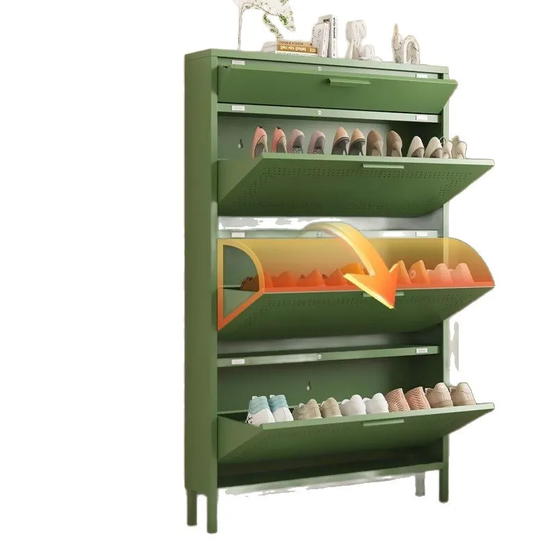 

15.2Cm ultra-thin shoe cabinet whole steel tipping bucket household entrance entrance narrow shoe rack shoe