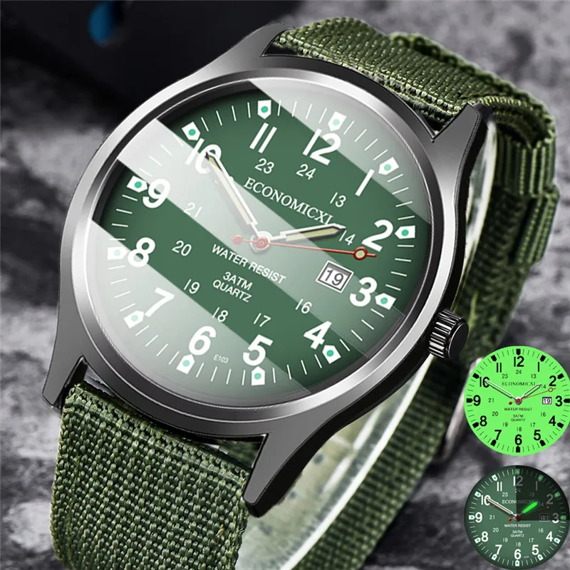 Fashion Mens Watches Luminous Hands Clock Luxury Military Sports Date Quartz Wristwatch Men Casual Nylon Watch relogio masculino