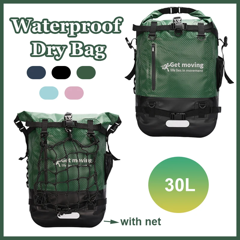 30L Waterproof Backpack Dry Bag Beach Backpack Rafting Surfing Diving Bags Large Capacity Dry Wet Separation Storage Bag