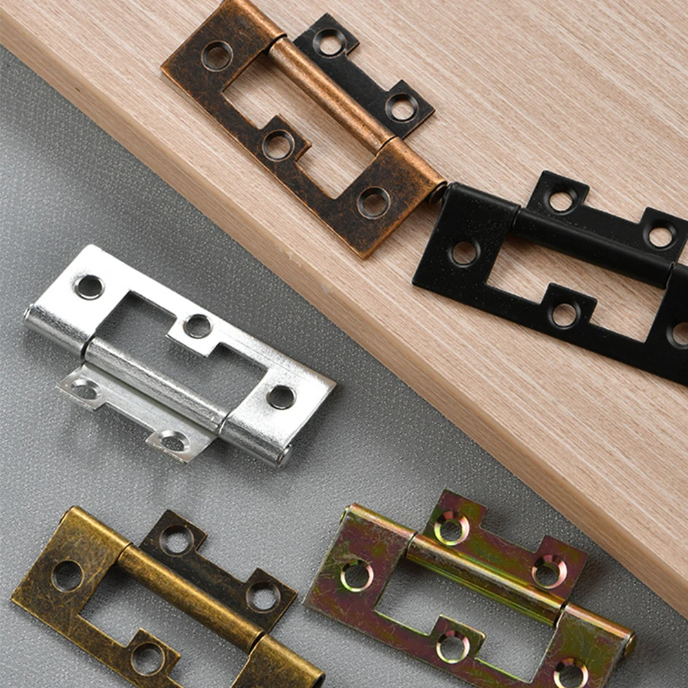 10pcs Metal Mortise Hinge w/screw Old Chinese Style 69mm/2.7In Door Cabinet Jewelry Box  Wooden Wine Case Bronze/Black/Silver