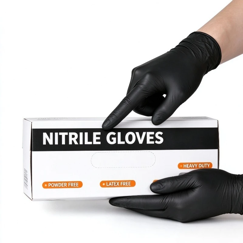 64PCS Black Nitrile Gloves Disposable Powder Free Latex Free Heavy Duty Kitchen Cleaning Nitrile Gloves Household Wash Room Home