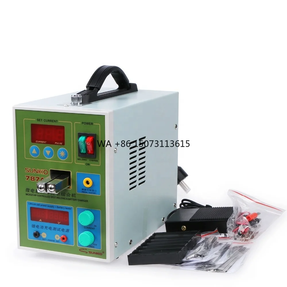 SUNKKO 787A+ Аппарат для точечной сварки 18650 Тест литиевой батареи и зарядка 2в1 Прецизионный аппарат для точечной сварки с двойным импульсом Светодиодное освещение