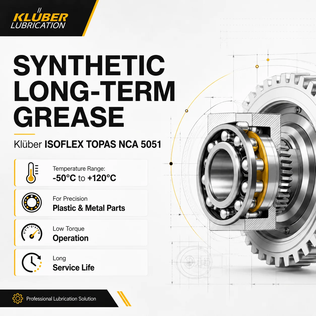 Original Kluber ISOFLEX TOPAS NCA 5051 Synthetic Long Term Grease Low Torque Lubricant for Plastic Gears Seals