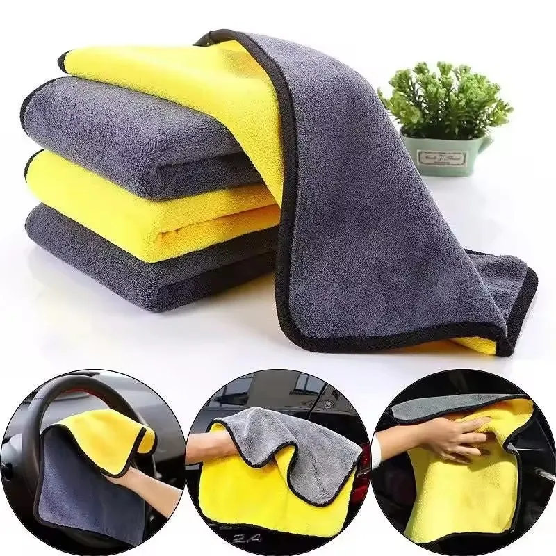 Car Wash Microfiber Toalha, Engrossar, Macio, Auto, Limpeza, Secagem Pano, Hemming, Cuidado Supplies Car Wash Towel Soft Brushes