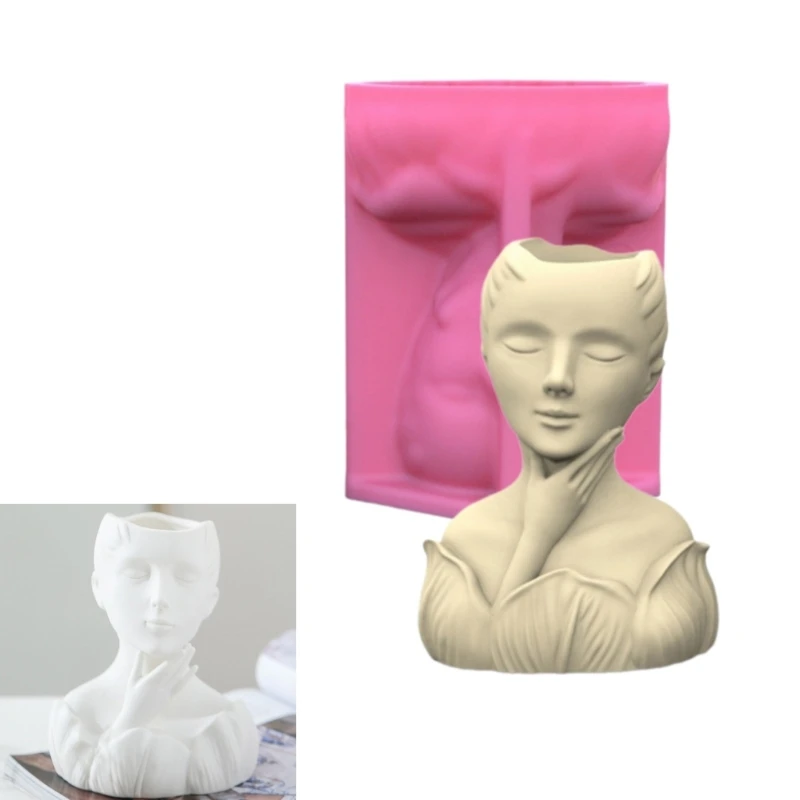 Human Flowerpot Silicone Molds Pen Holder Epoxy Resin Molds Unique Vase Mould Plant Pots Decoration for DIYs Enthusiasts