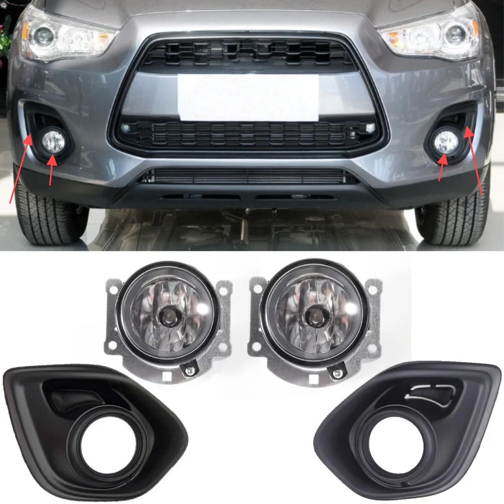 For 2013-2015 Mitsubishi Outlander Sport RVR ASX front bumper fog light fog light frame with decorative strip grille
