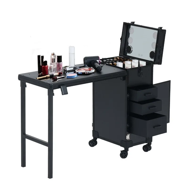 Nail salon equipment, rolling suitcase, salon furniture set, girls' vanity table with makeup mirror, vanity