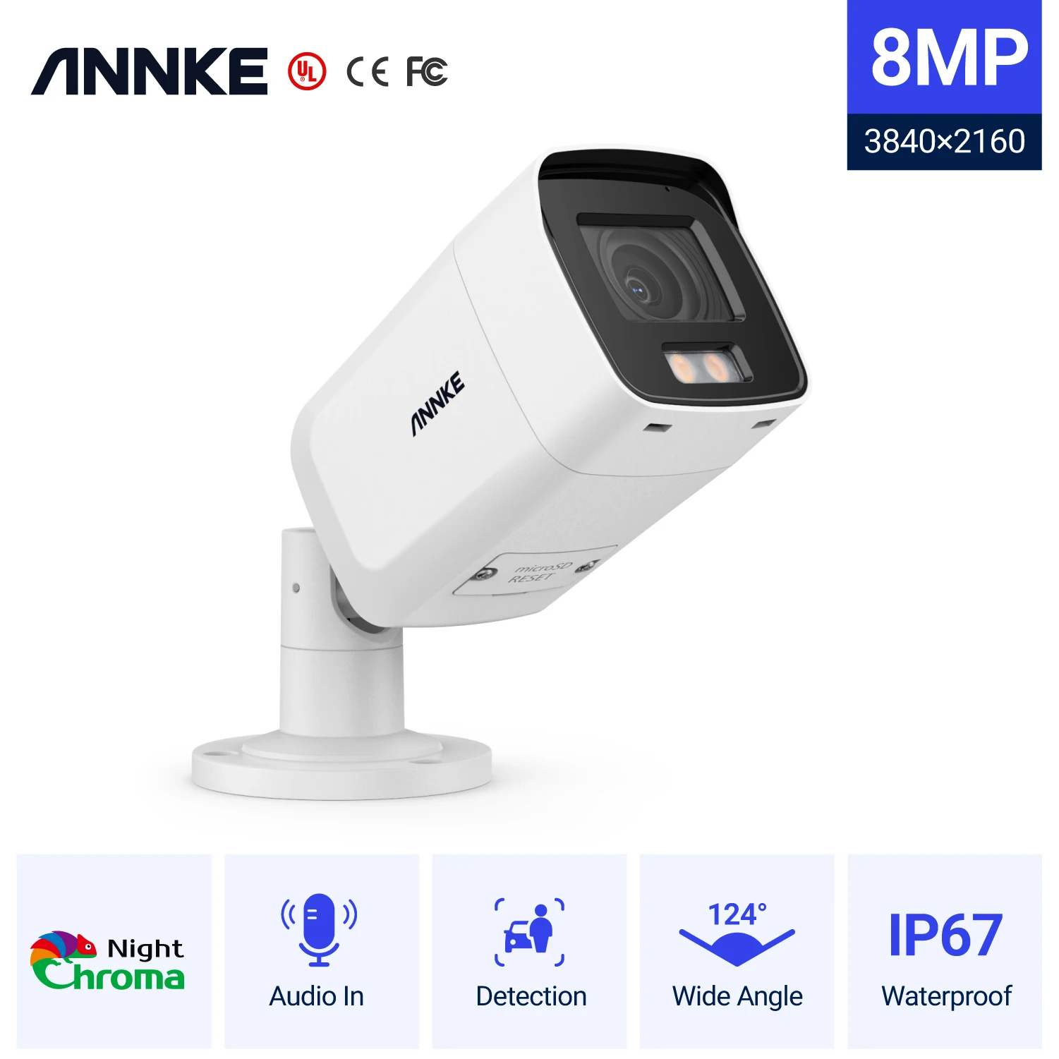 ANNKE NightChroma NC800 4K Ultra HD Full Color Night Vision IP Camera Video Surveillance Outdoor PoE IP Security Cameras