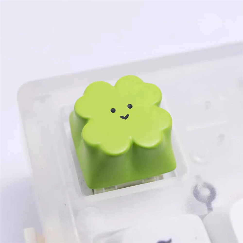 Creative Four-leaf Clover Keycap Personalised High Quality Resin Cute Smile Key Cap For Cherry Mx Switch Mechanical Keyboard
