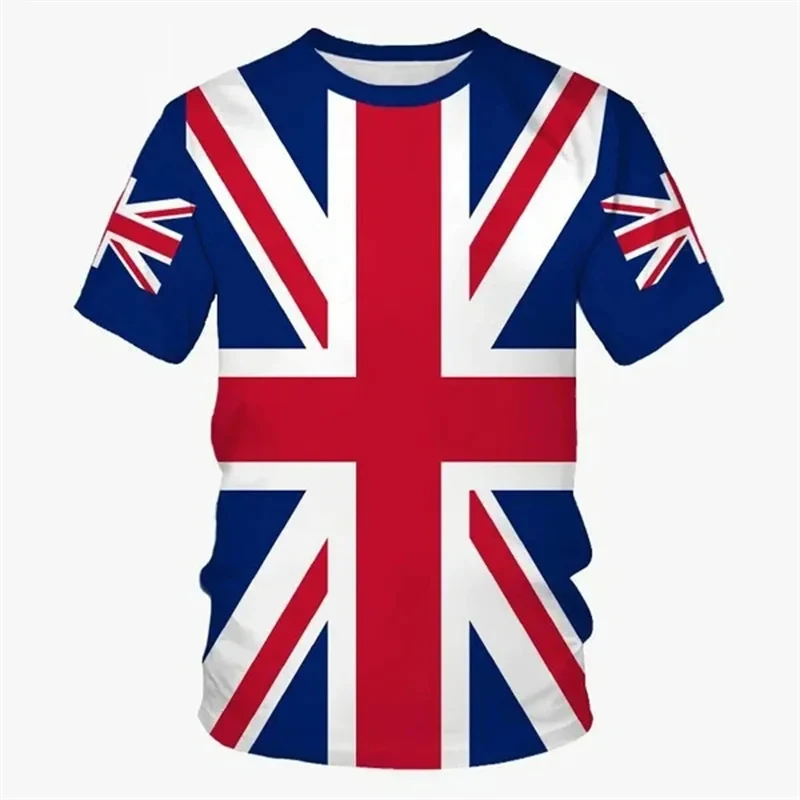 Summer New Flag 3D Printed T Shirt American British Flag Short Sleeve Casual Street T-Shirt Fashion Short Sleeves Tees Tops