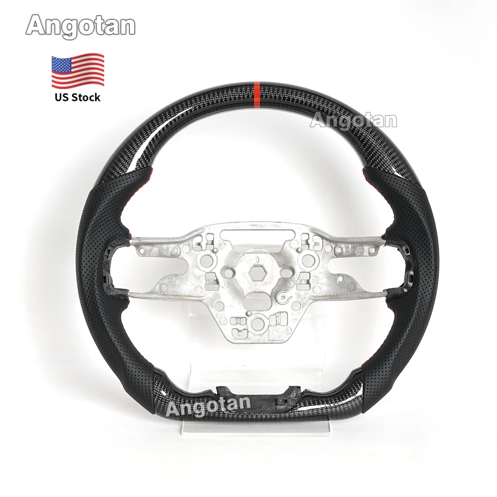 

Глянцевое рулевое колесо из настоящего углеродного волокна для руля Mustang Ecoboost GT 2024 2025 с отверстиями для переключения передач