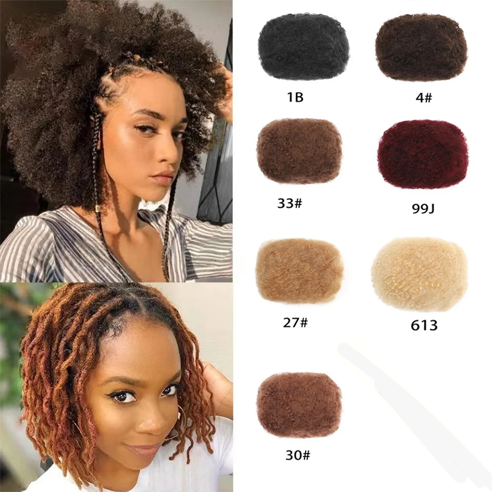30g/50g 8inch Afro Kinky Bulk Hair Real Human Hair For Dreadlocks Twist Braid Hair Extension Natural Hair