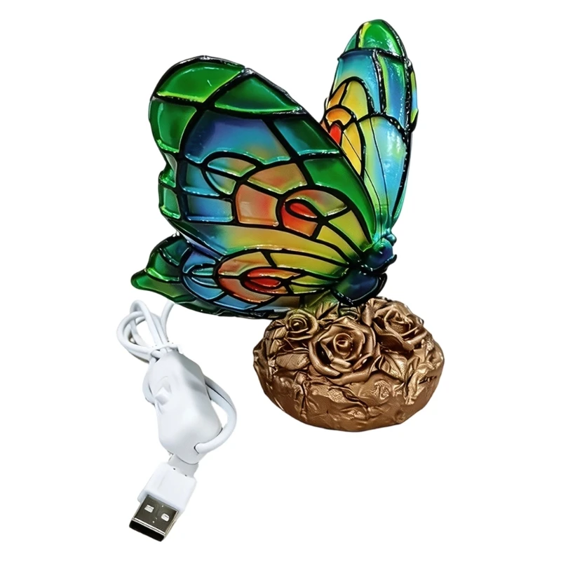 Butterfly Night Light Corded Resin Decor Light with Independent Control, Multicolor Decorative Lighting for Bedside Bedroom Desk