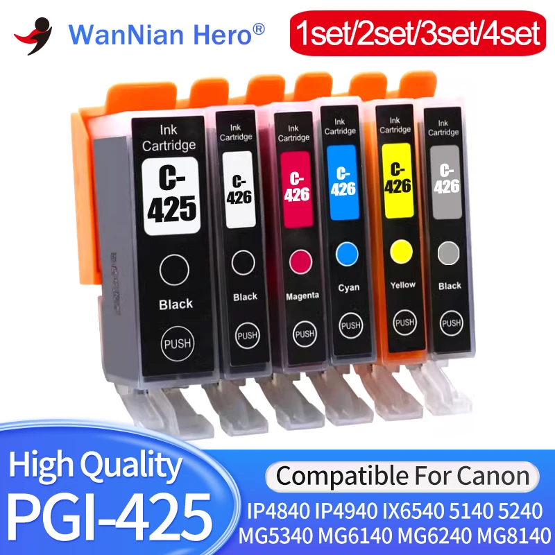 1/2/3/4set PGi-425 CLi-426 Compatible ink cartridge For canon IP4840 IP4940 IX6540 MG5140 MG5240 MG5340 MG6140 MG6240 8140 8240