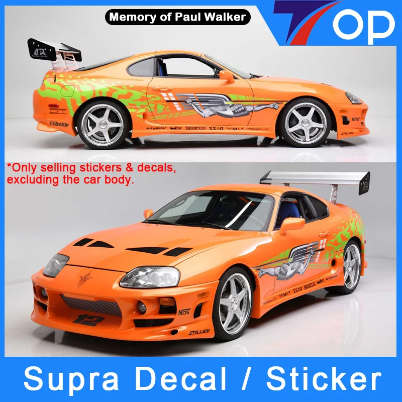 1/10/24/28 Supra scale RC Remote Control Car Fast & Furious Paul Walker Driving Style Decal Sticker Label Upgrade
