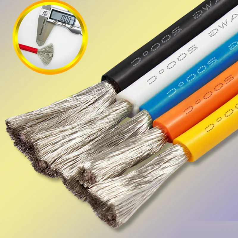 50M 30AWG/28AWG/26AWG/24AWG/22AWG/20AWG Electric Wire Flexible Silicone Gauge Stranded Tinned Copper Cable Wire 5 Colors 33ft/10