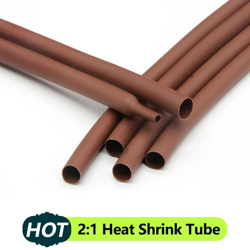 

1M~30M Brown 2:1 Heat-shrink Tubing Diameter 1~ 50mm Heat Shrink Tube Wire Repair Protector Cable Connector Insulation Sleeving