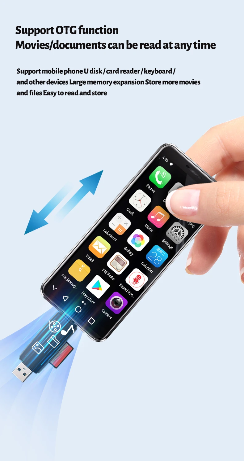 SERVO 16MAX Mini Pocket 4G LTE Smartphone Android 10 4GB+128GB Dual SIM Play Store WiFi OTG Face Unlock 4.0" Small Mobile Phone