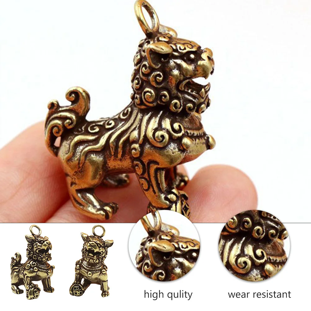2 قطعة الأسد النحاسي فنغشوي الزينة النمط الصيني سطح المكتب زخرفة الديكور المنزلي الازدهار الثروة رمز النحت #2