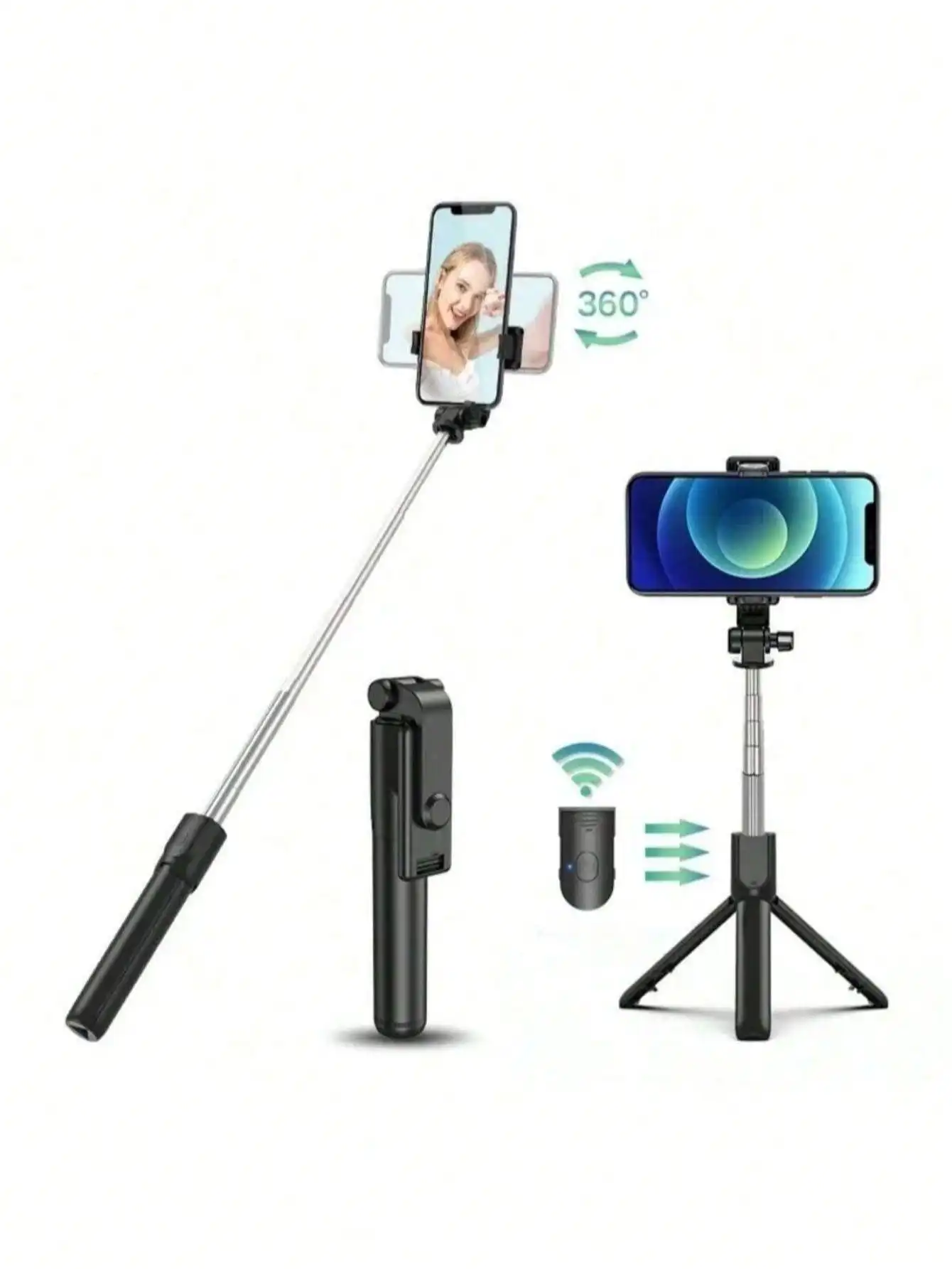 عصا سيلفي ممتدة، حامل هاتف محمول لاسلكي للتحكم عن بعد، حامل ثلاثي للبث المباشر، صور عالمية متعددة الوظائف