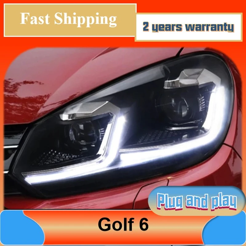 

Автомобильные аксессуары для VW Golf 6: Фара 2009-2013 Golf MK6, линза-проектор с ДХО, указателем поворота, ближним и дальним светом