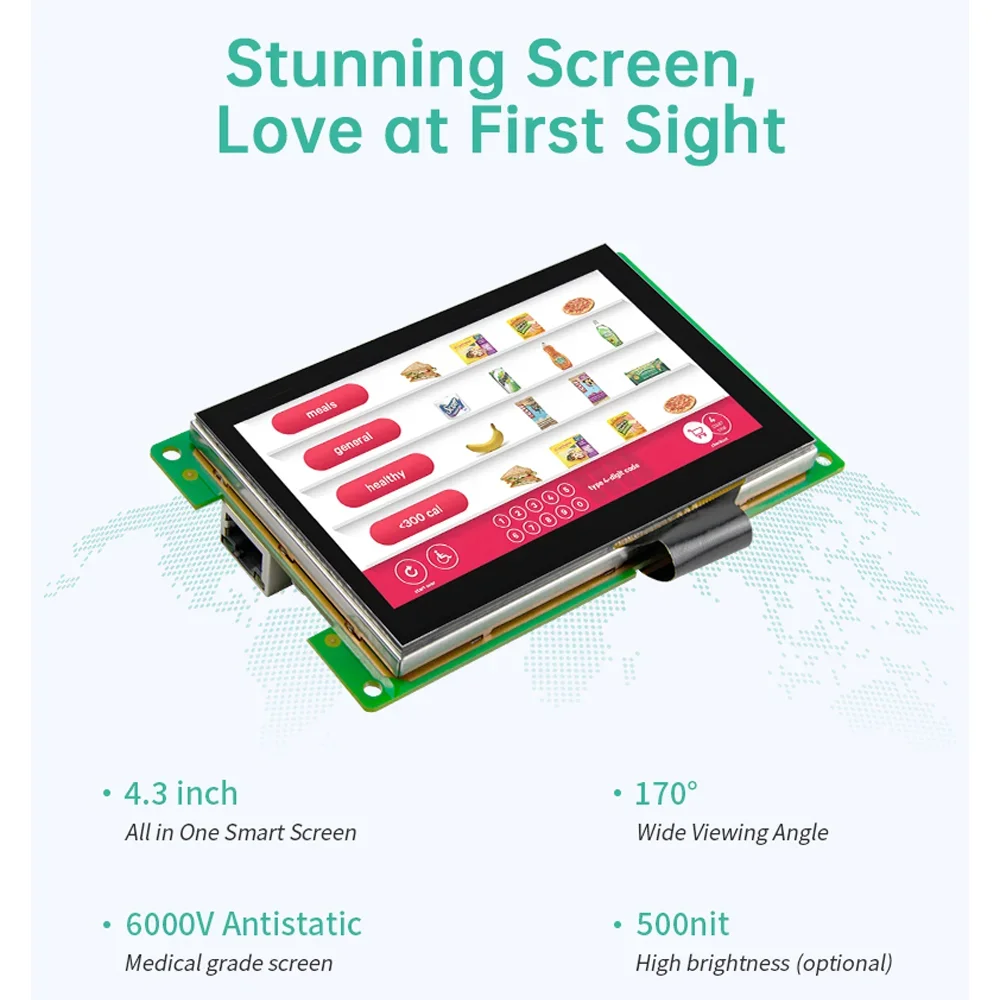 IXHUB 4.3" Industrial Embedded HMI Module 480*372 All in One Android Linux Systems Open Source Motherboard IPS LCD Touch Screen