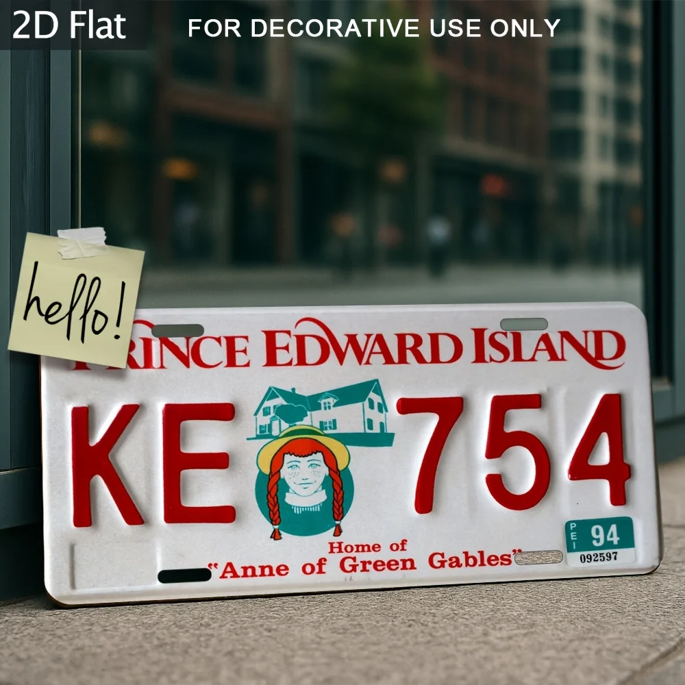 2D Flat, 1pc Prince Edward Island Vintage Metal License Plate Sign - 30.48x15.24 cm Aluminum Wall Decor with 