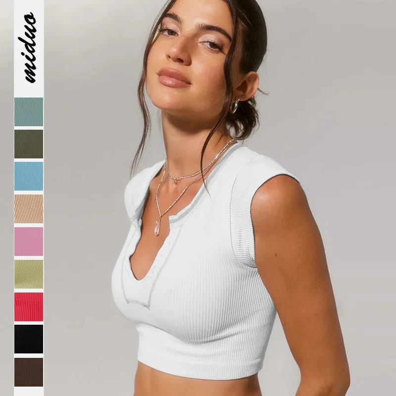 

Y2K Summer Slim Ultra-short Sexy Babes Top Knitted Threaded Spring and Autumn Bottom T-shirt Knitted Vest Tank Top