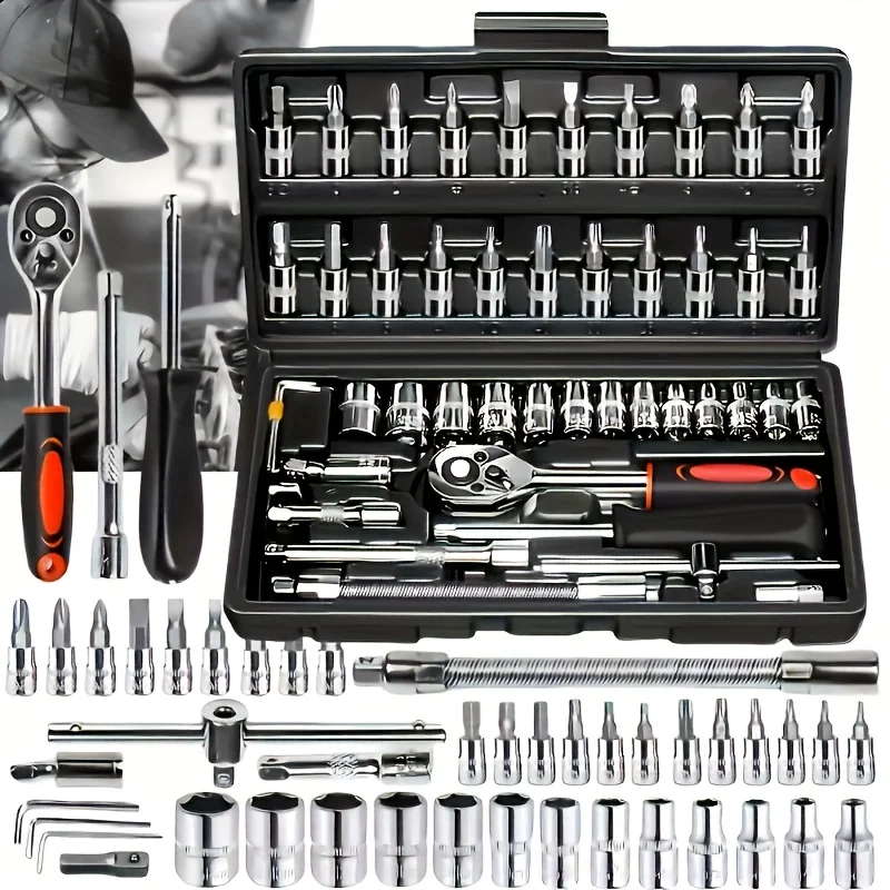 Race Grade Car Parts Repair Ratchet Wrench And Other  C ar Repair Accessories Tool Set，C ar/Bicycle Repair Mechanical Tool Kit
