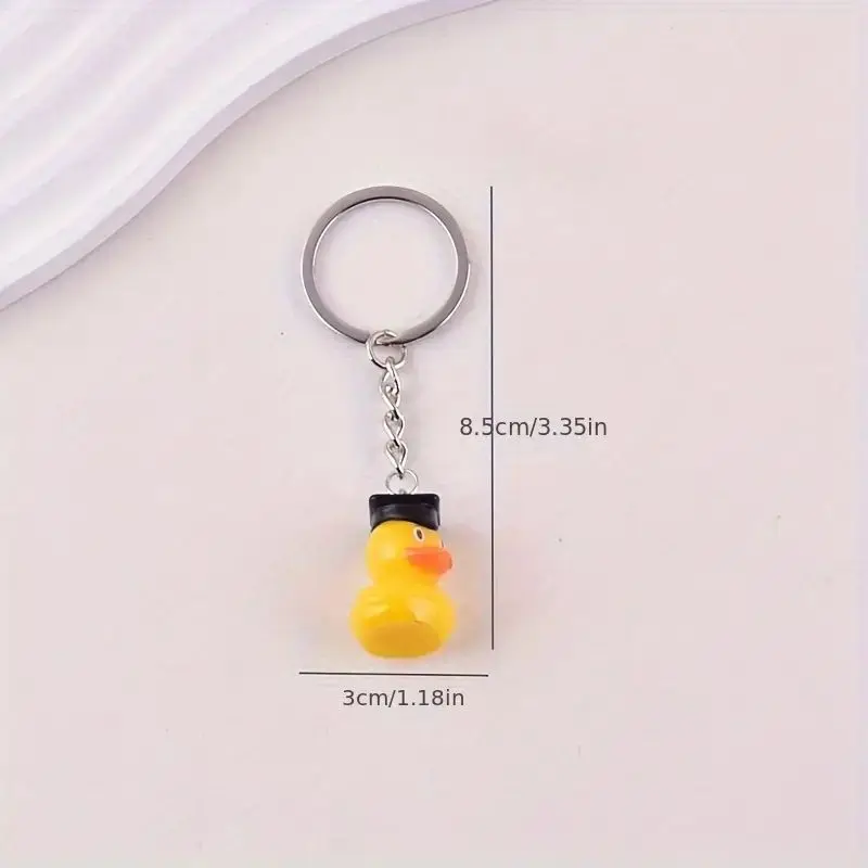 1pc Cute Doctor Duck Resin Keychain, Yellow Duckling with Graduation Cap Charm, Key Ring Accessory for Women