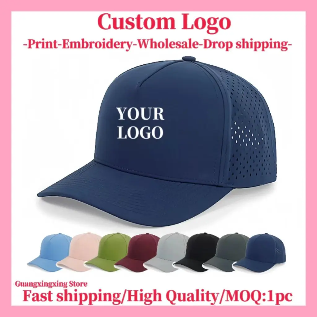 Custom embroidered logo hat  Men's and women's quick-dry baseball cap design DIY picture printing logo hat Summer sun hat