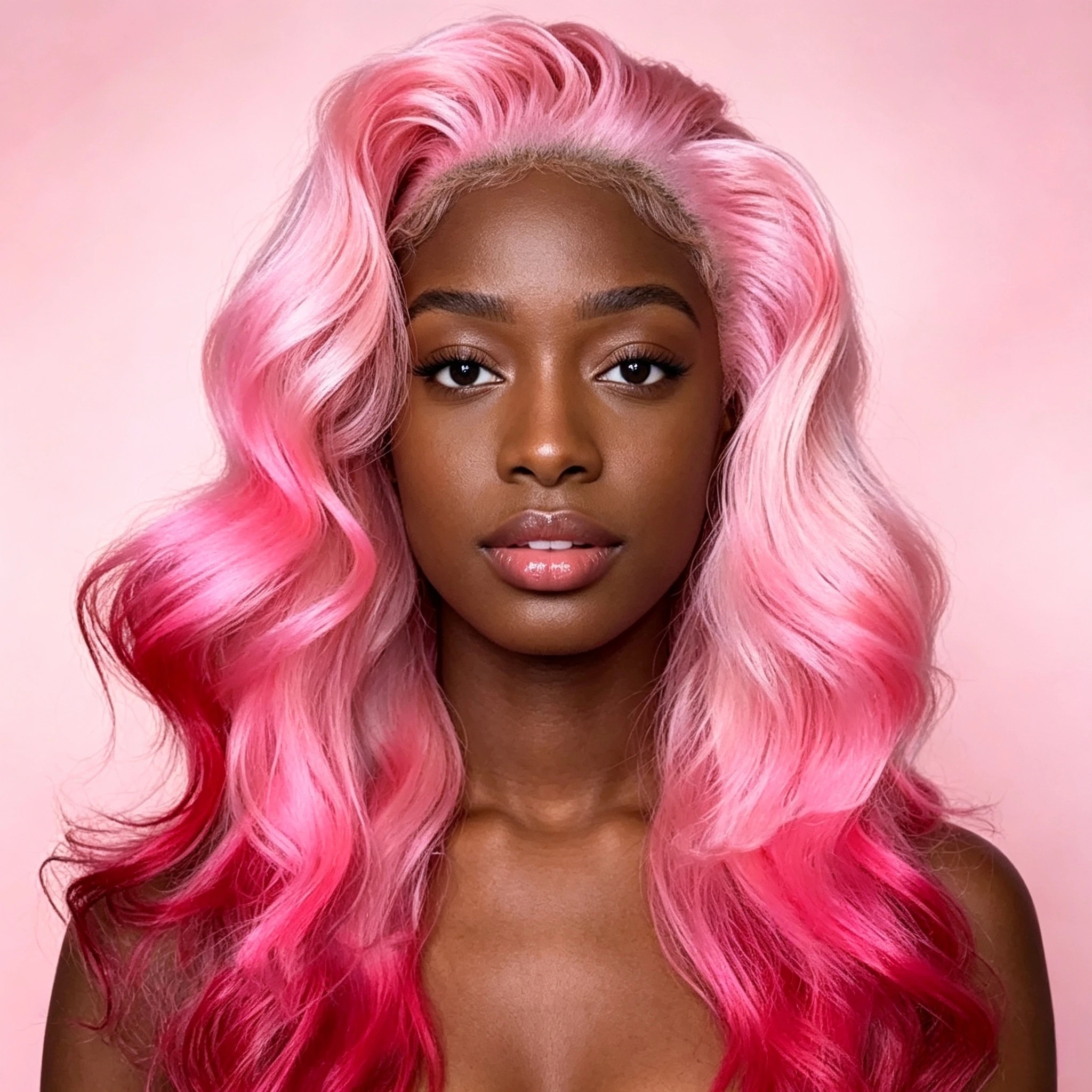 Brazilian Transparent HD Lace Frontal Wigs Ombre Pink Colored Body Wave 180% Density 2026 No Shedding Super Soft Natural Hair