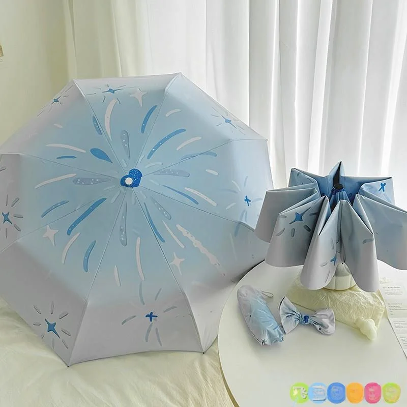 

High-End Automatic Umbrella Oil Painting Style Unisex Sunshade Waterproof Black Glue Sunshade High-End Black Glue Sun Umbrella