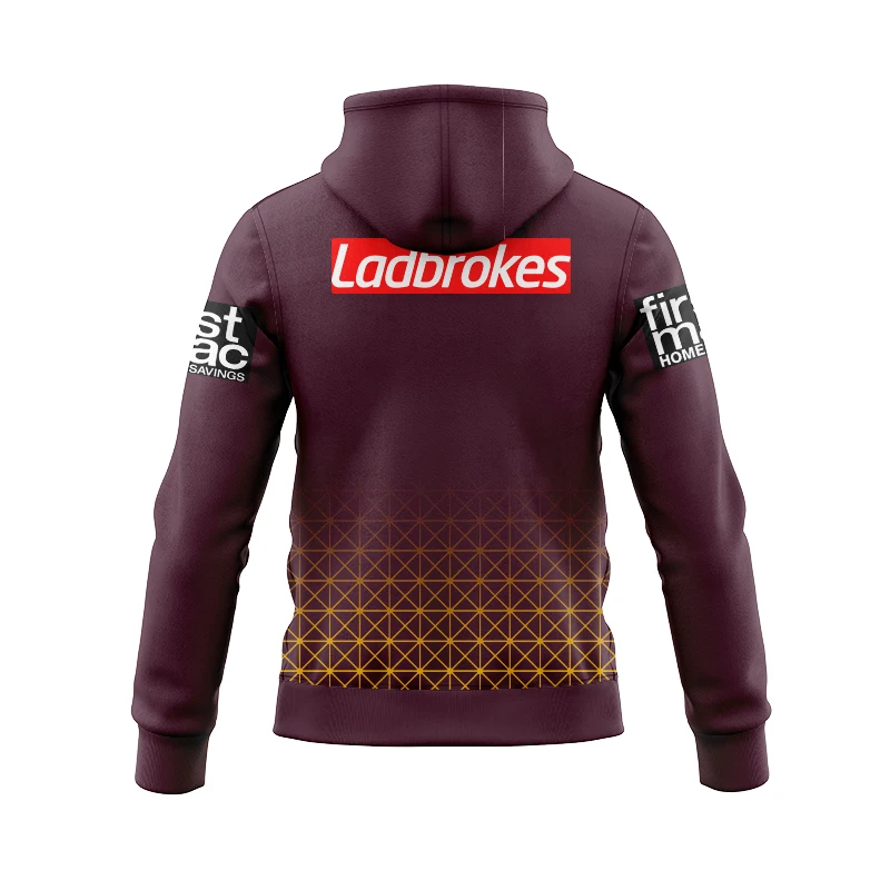 Zip Hoodie  2024 Brisbane Broncos away rugby shirt men's ocean training T-shirt