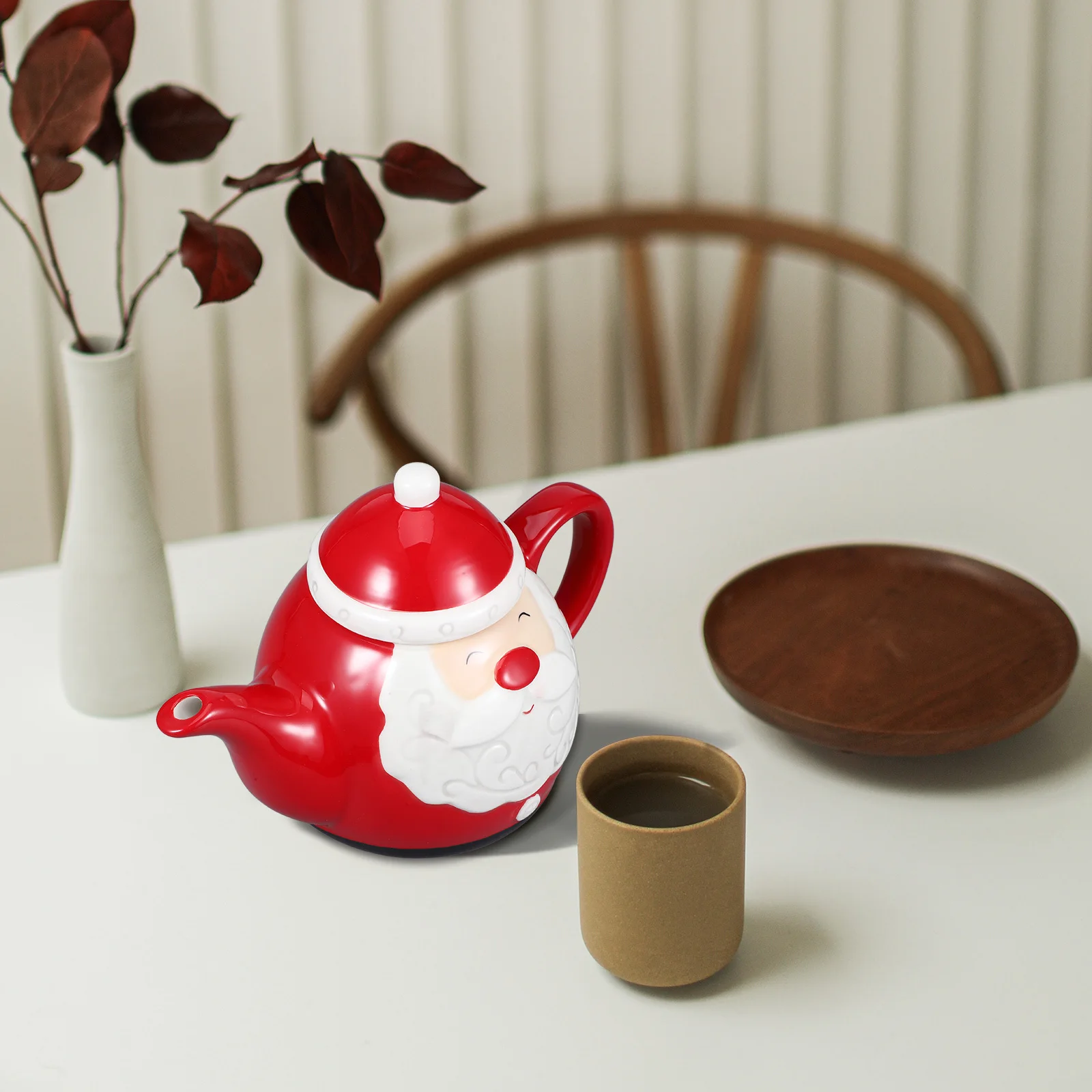 

Christmas Ceramic Teapot Santa Design Water Jug for Hot Cold Beverages Large Capacity Tea Pot Home Office Teaware Set Gift Idea