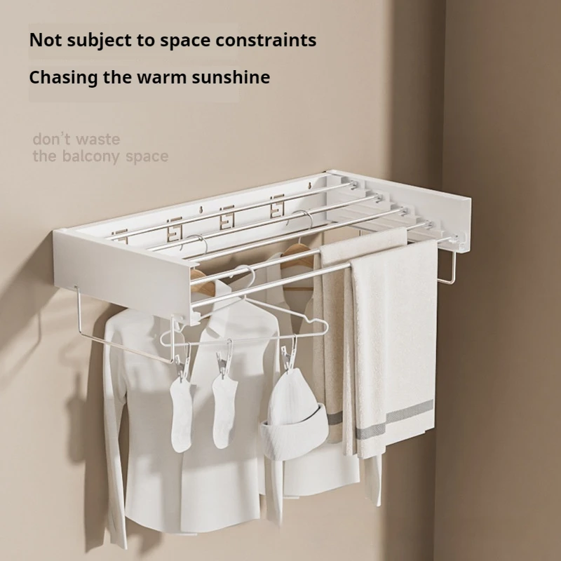 Indoor Folding Clothes Hanger Wall Hanging Invisible Drying Rack  Balcony Clothesline Pole Hanger Towel Rack