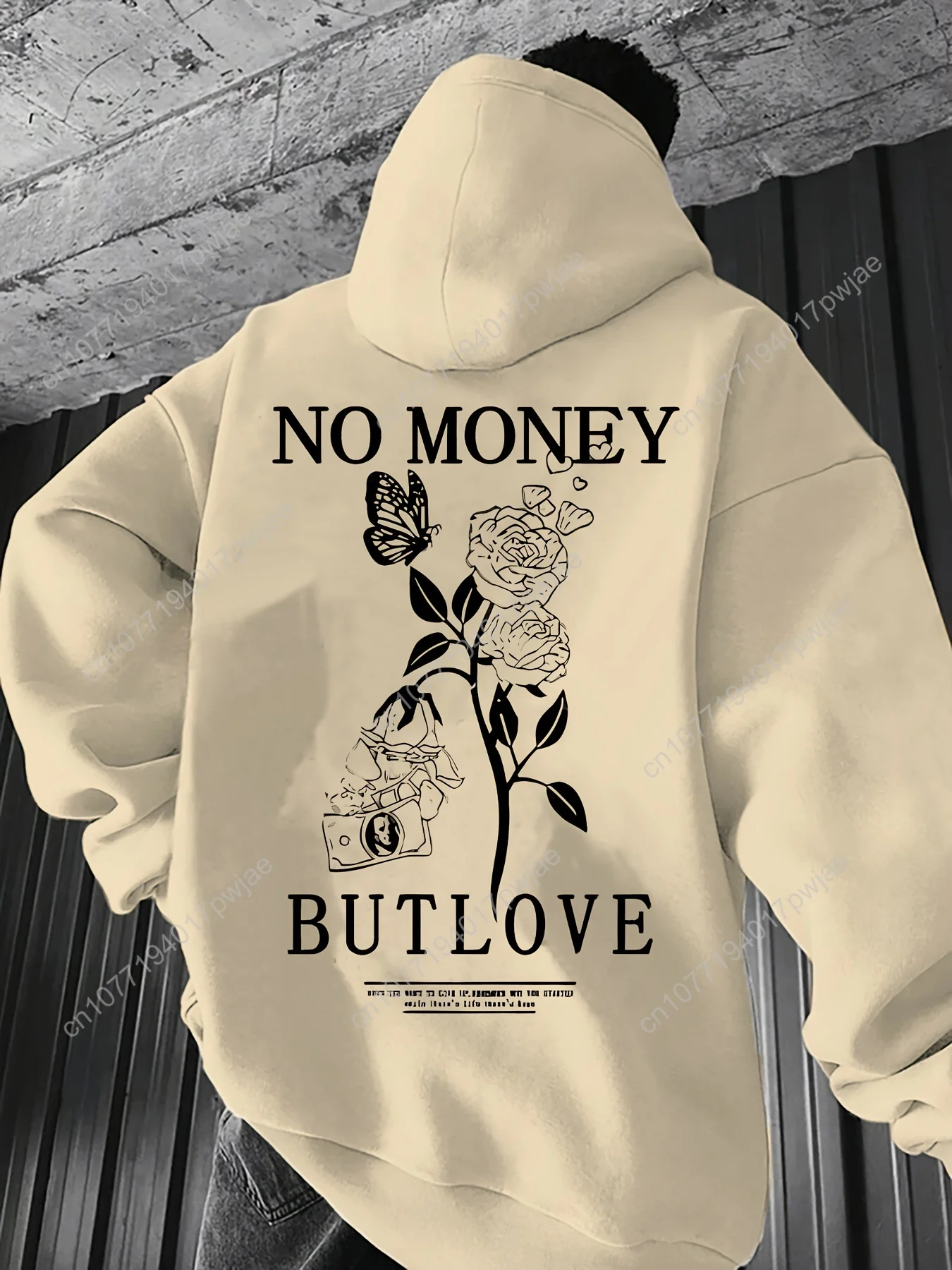 Męska bluza z kapturem w unikalny kwiatowy wzór - miękki poliester, możliwość prania w pralce, luźny krój na wiosenne/jesienne wyjścia, nadruk na kapturze.