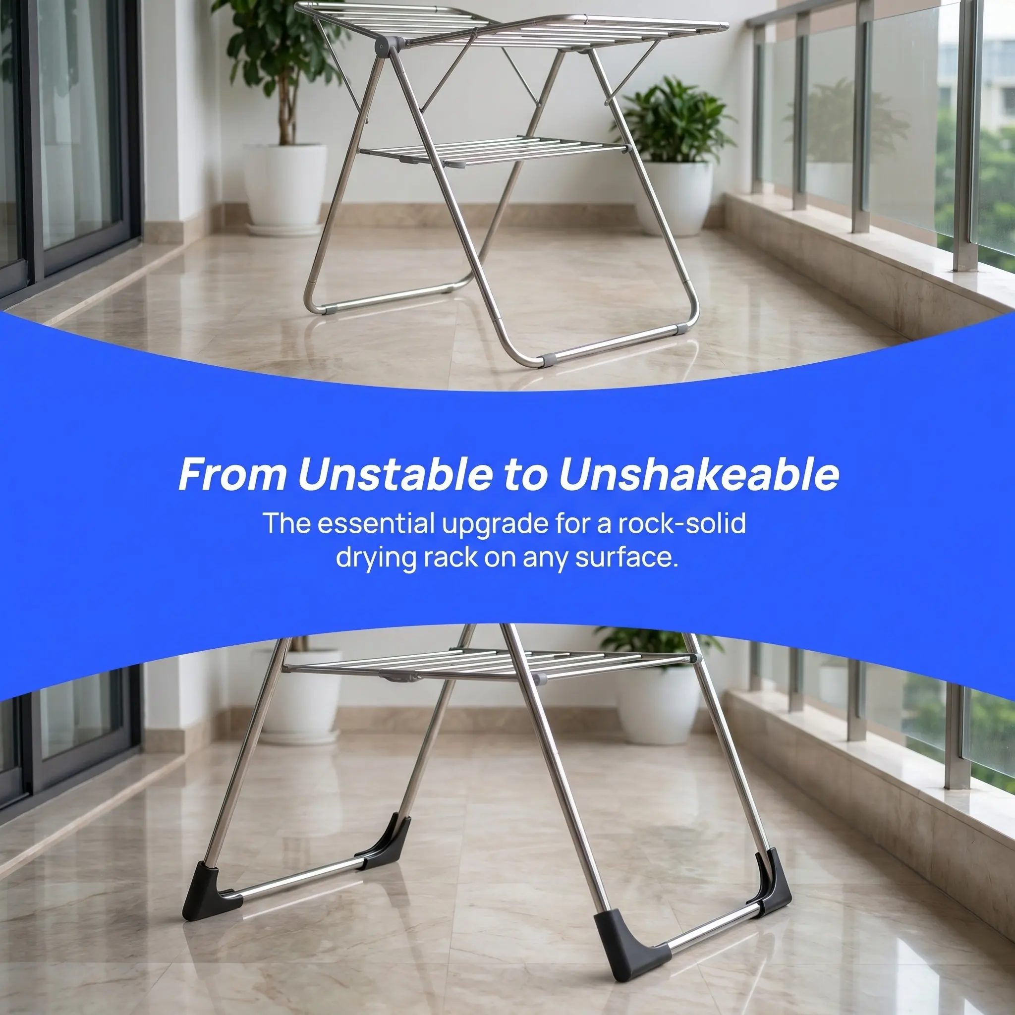 4Pcs Clothes Drying Rack Foot Covers Anti-Tip L-Shaped Non-Slip Furniture Leg Protectors for 22Mm Steel Tubes Scratch-Free Floor