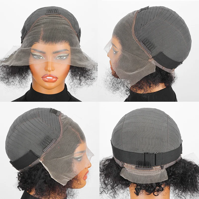 Wig Rambut Manusia Afro Kinky Curly 200% Density 13x4 Lace Front Untuk Wanita, Wig Keriting Dalam Dengan Baby Hair PrePlucked 13x4 Lace Wig