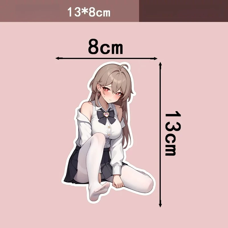 Anime White Stockings Girl Sticker, E-Bike Motorcycle PC Case Waterproof Creative Character Vinyl Decal