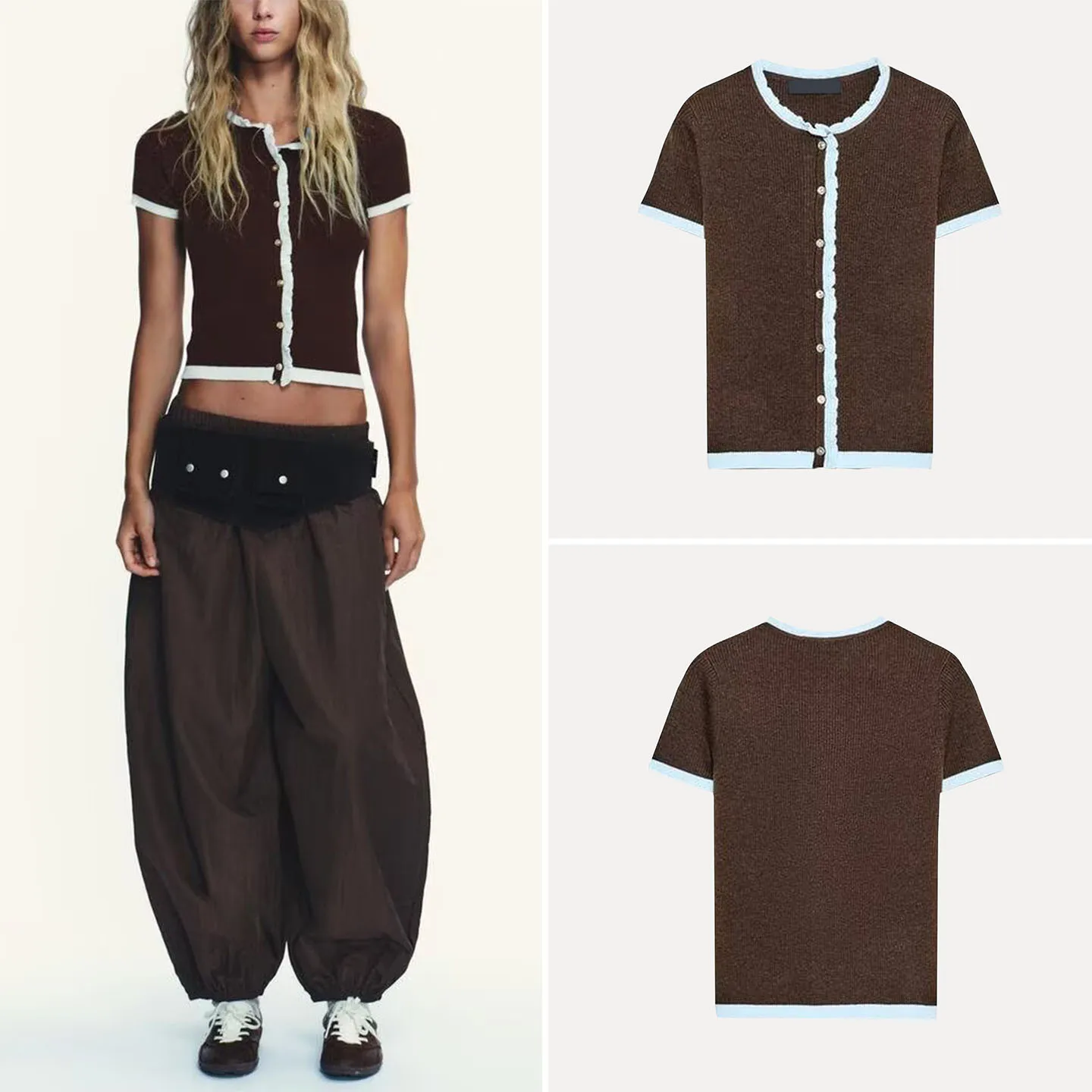 Z Women's Faion Knitted ort Sve Color Blo Outerwear 2025 Autumn Seasonal Casual Ele Sle 0044