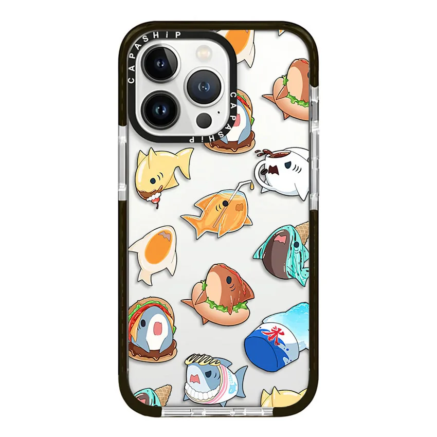 Cartoon Various Forms Sharks Case For iPhone 15 14 13 12 11 Pro X XS XR Max 7 8 Plus SE 2020 2022 Soft TPU Shockproof Back Cover