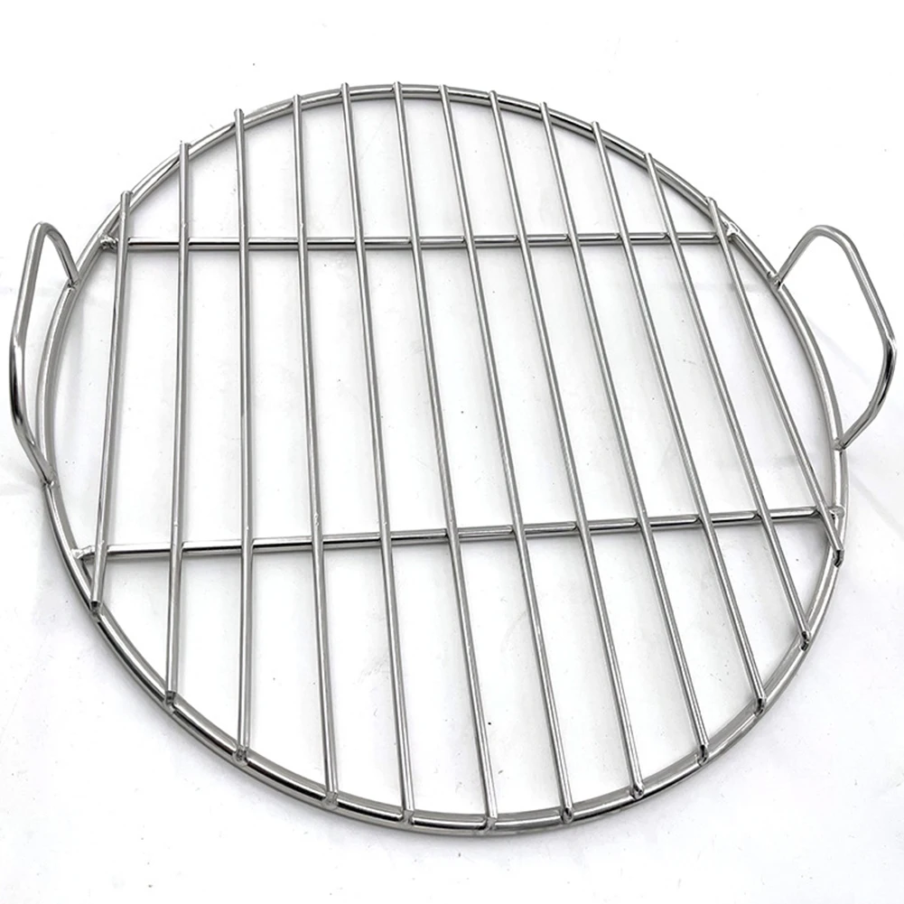 

Круглая решетка для гриля из нержавеющей стали с ручкой для пикника, кемпинга и барбекю на открытом воздухе, с равномерной сеткой для равномерного распределения тепла