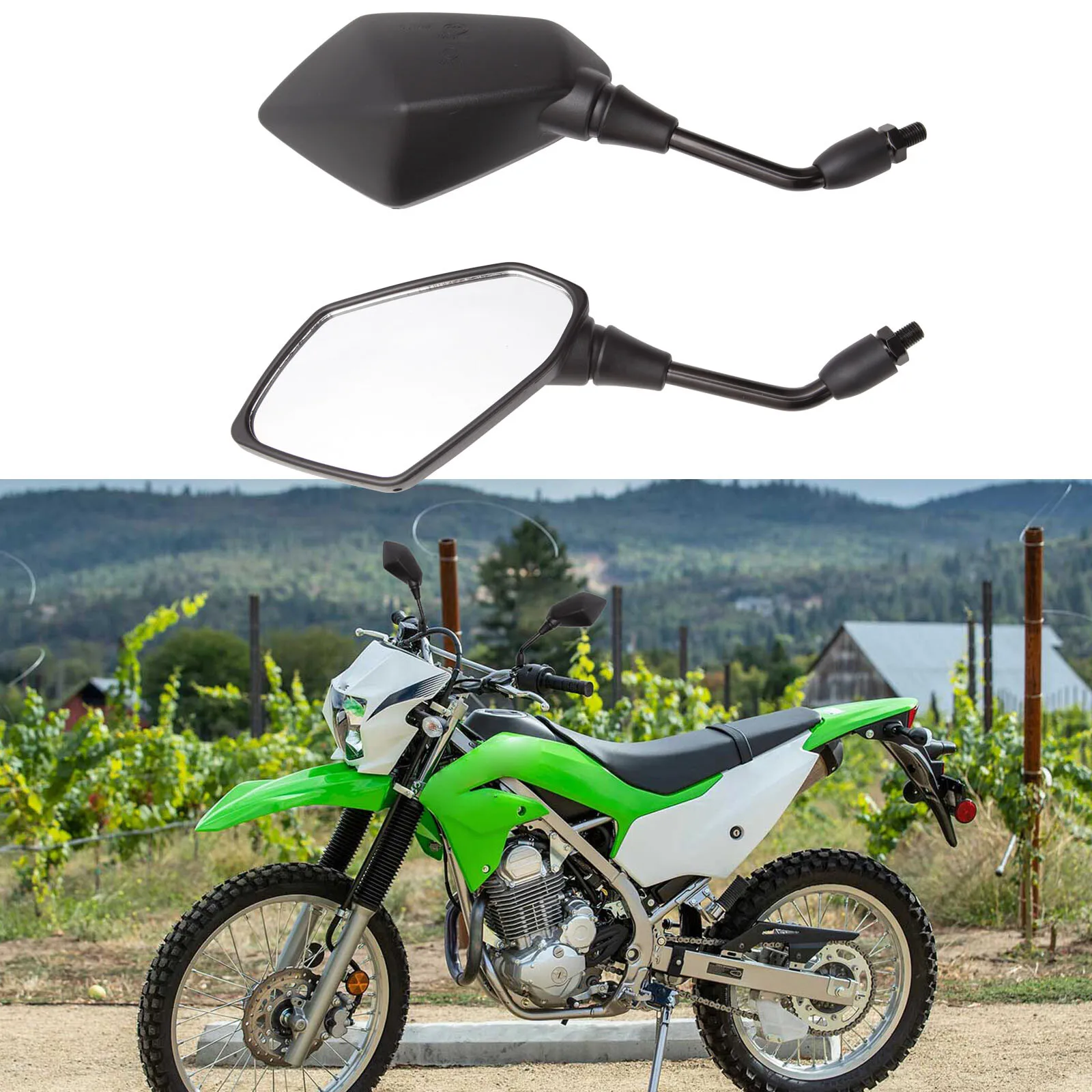 

Motorcycle Rearview Mirrors Matt Black for 2005 2004 2003 Kawasaki KLR650 KLR250