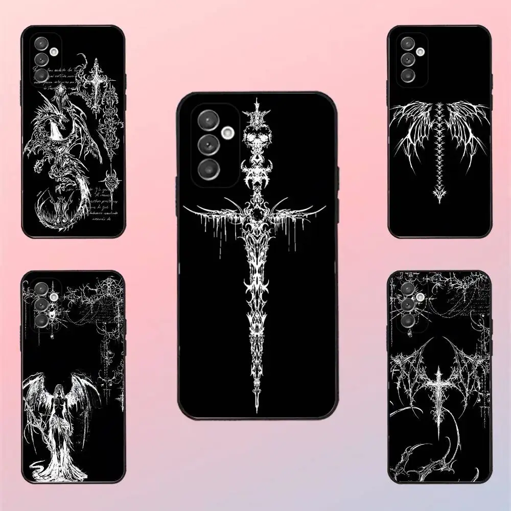 

Gothic cross symbol Phone Case For Samsung S 25,24,23,22,30,21,10,9,Ultra,Plus,Lite,FE,4,5 G Black Soft Case