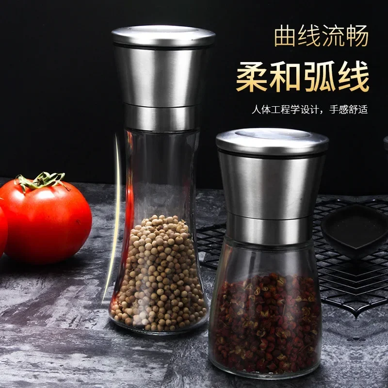 Kitchen Grinders Salt and Pepper Refillable Stainless Steel Spice Grinder Pepper Shakers Adjustable Coarseness Mills Gadgets