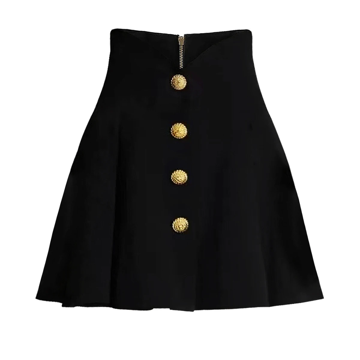 LEOSOXSHigh Quality Summer New Product Fashionable Temperament Commuting High Waist Short Gold Buckle ALine Skirt